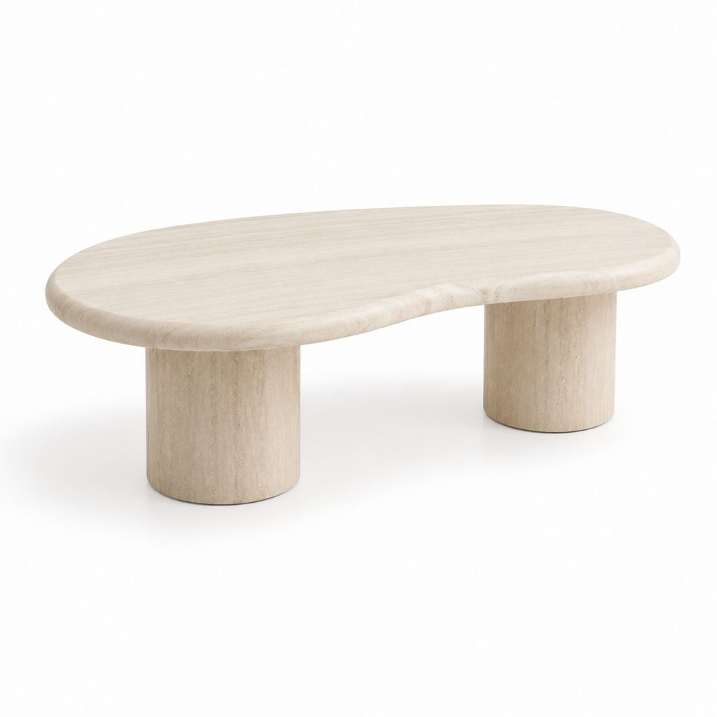 Couchtisch Travertin Beige Oval 120 x 60 x 38 cm