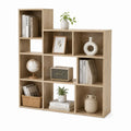 Bodenregal Bücherregal in Eiche-Optik aus Spanplatte 120 x 120 x 30 cm mit 10 offenen Fächern