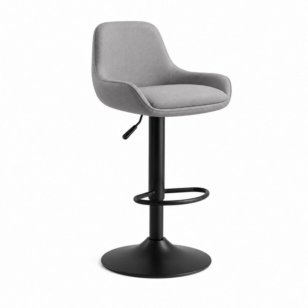 Barhocker mit Armlehnen Grau Polyester Stahl höhenverstellbar 52 x 55 x 94-115 cm