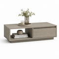 Couchtisch Grau Eichenoptik aus melaminbeschichteter Spanplatte rechteckig mit Schublade und Ablagefach 110 x 60 x 40 cm