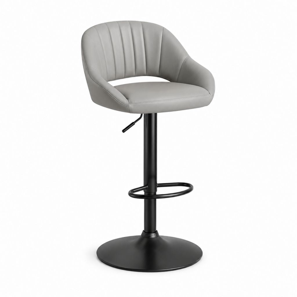 Barhocker Grau mit PU-Kunstlederbezug und Stahlgestell höhenverstellbar 52 x 52 x 89-109 cm