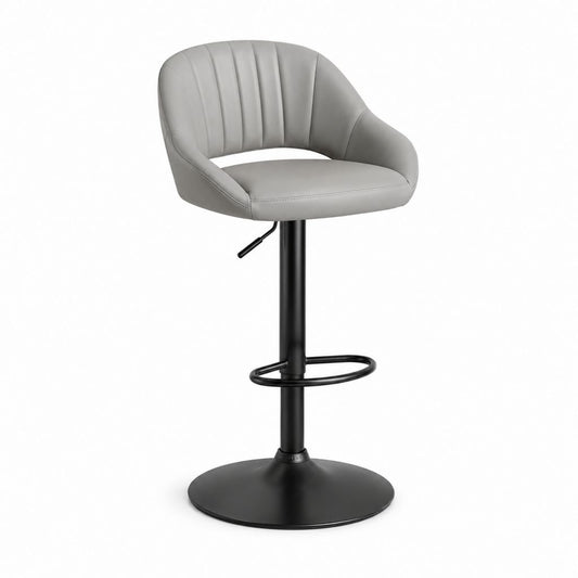 Barhocker Grau mit PU-Kunstlederbezug und Stahlgestell höhenverstellbar 52 x 52 x 89-109 cm