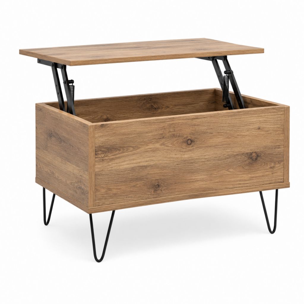 Lift Couchtisch Eichefarben Spanplatte Rechteckig 100 x 50 x 45 cm mit Stauraum
