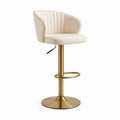 Barhocker mit Rückenlehne Creme PU-Kunstleder Stahl rund höhenverstellbar 50 x 52 x 88-108 cm