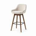 Barhocker mit Armlehnen Creme Polyesterbezug Massivholzgestell 55 x 57 x 100 cm