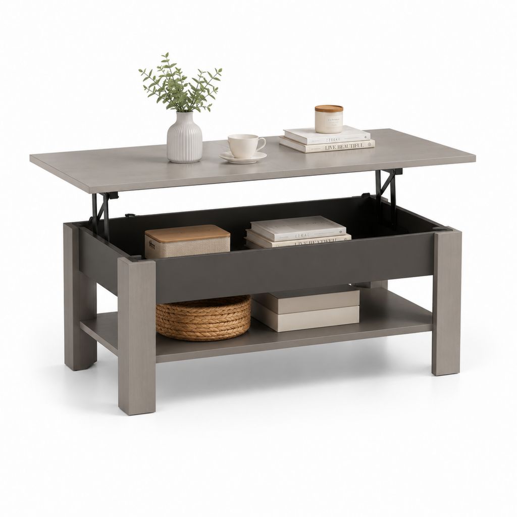 Couchtisch mit hochklappbarer Tischplatte Grau Spanplatte rechteckig 100 x 50 x 45 cm