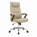Bürodrehstuhl Chefsessel Beige PU-Kunstleder mit hoher Rückenlehne und Armlehnen 65 x 65 x 120-130 cm
