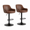 Barhocker 2er Set Braun PU-Kunstleder mit Stahlgestell höhenverstellbar 52 x 49 x 94-114 cm